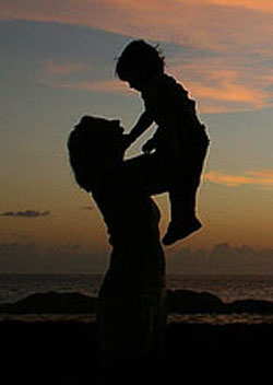 Mother and Child in Sunset
